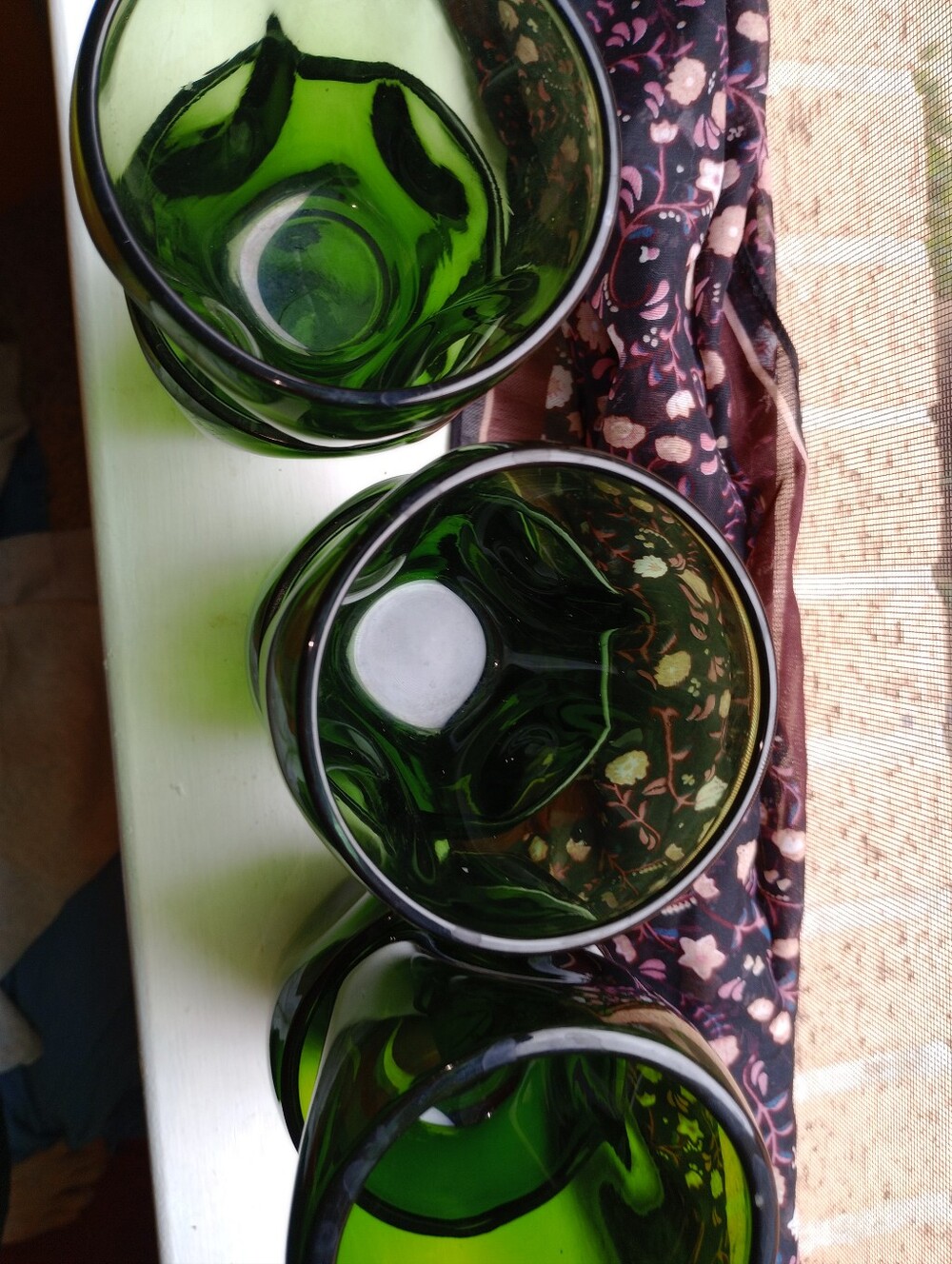 MCM Style Green Glass Tumblers Set Of Six - Picture 9 of 11